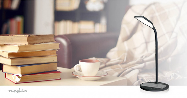 Nedis LED Lamp with Wireless Charger | Dimmer - On Product | LED / Qi | 15 W | With dimming | Cool White / Natural White / Warm White | 2700 - 6500 K