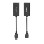 Nedis USB Extender | USB 2.0 | 1x USB-A Male | 1x RJ45 Female | 1x USB-A Female | 1x RJ45 Female | 50 m | 480 Mbps | Nickel Plated | Round | PVC | Black | Box