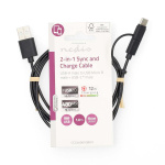 Nedis 2-in-1 Cable | USB 2.0 | USB-A Male | USB Micro-B Male / USB-C™ Male | 480 Mbps | 1.00 m | Nickel Plated | Round | PVC | Black | Label Nedis 2-in-1 Cable | USB 2.0 | USB-A Male | USB Micro-B Male / USB-C™ Male | 480 Mbps | 1.00 m | Nickel Plated | Round | PVC | Black | Label