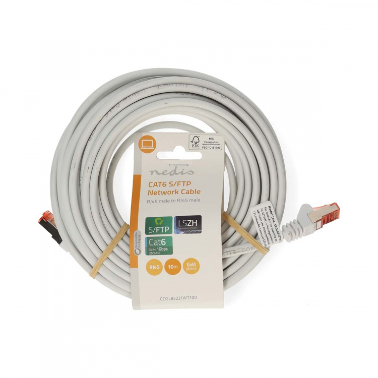 Nedis CAT6 Cable | RJ45 Male | RJ45 Male | S/FTP | 10.0 m | Round | LSZH | White | Label Nedis CAT6 Cable | RJ45 Male | RJ45 Male | S/FTP | 10.0 m | Round | LSZH | White | Label