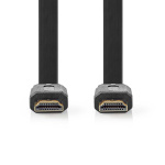 Nedis High Speed HDMI™ Cable with Ethernet | HDMI™ Connector | HDMI™ Connector | 4K@30Hz | 10.2 Gbps | 2.00 m | Flat | PVC | Black | Label