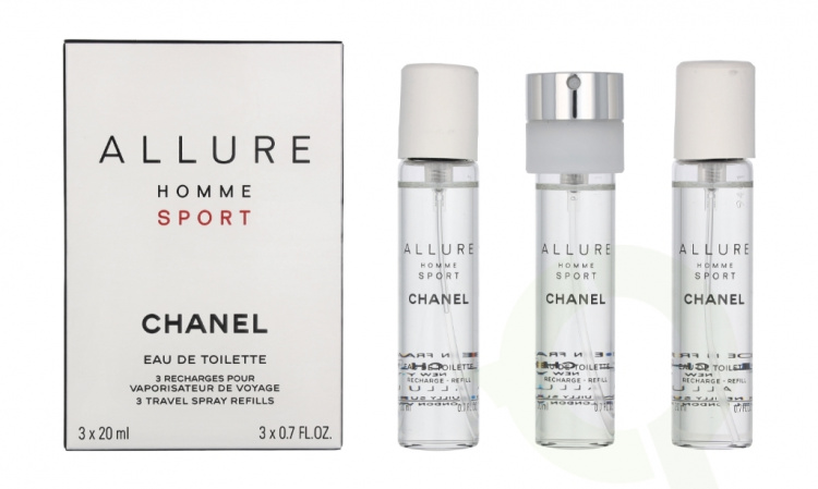 Chanel Allure Homme Sport Giftset 60 ml 3x Edt Travel Spray Refill 20Ml - Twist and Spray