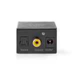Nedis Digital Audio Converter | 1-way | Audio / video / data connections input: 1x Digital RCA / 1x TosLink | Audio / video / data connections output: 1x (2x RCA) / 1x 3.5 mm | Automatic | Integrated amplifier | Black Nedis Digital Audio Converter | 1-way | Audio / video / data connections input: 1x Digital RCA / 1x TosLink | Audio / video / data connections output: 1x (2x RCA) / 1x 3.5 mm | Automatic | Integrated amplifier | Black