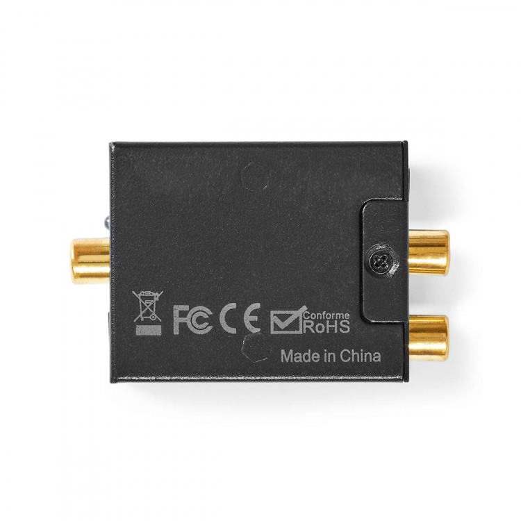 Nedis Digital Audio Converter | 1-way | Audio / video / data connections input: 1x Digital RCA / 1x TosLink | Audio / video / data connections output: 1x (2x RCA) / 1x 3.5 mm | Automatic | Integrated amplifier | Black Nedis Digital Audio Converter | 1-way | Audio / video / data connections input: 1x Digital RCA / 1x TosLink | Audio / video / data connections output: 1x (2x RCA) / 1x 3.5 mm | Automatic | Integrated amplifier | Black