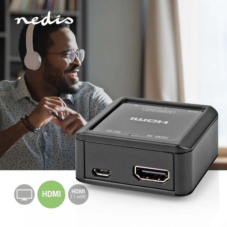 Nedis Digital Audio Converter | 1-way | Audio / video / data connections input: HDMI™ Input | Audio / video / data connections output: 1x 3.5 mm / 2x (2x RCA Female) | Automatic | Anthracite