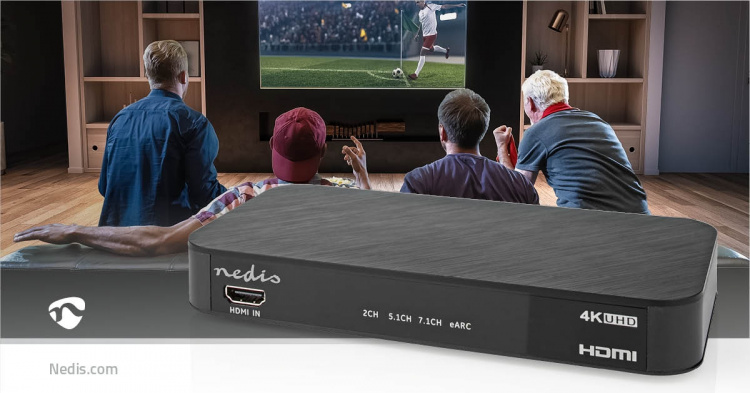 Nedis Digital Audio Converter | 2-way | Audio / video / data connections input: DC Power / 1x HDMI™ Input | Audio / video / data connections output: 1x 3.5 mm / 1x TosLink / 3x HDMI™ Output | Automatic / Push Button | Anthracite Nedis Digital Audio Converter | 2-way | Audio / video / data connections input: DC Power / 1x HDMI™ Input | Audio / video / data connections output: 1x 3.5 mm / 1x TosLink / 3x HDMI™ Output | Automatic / Push Button | Anthracite