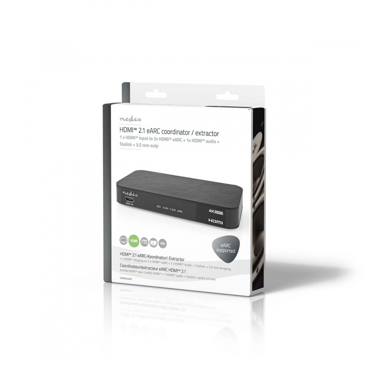 Nedis Digital Audio Converter | 2-way | Audio / video / data connections input: DC Power / 1x HDMI™ Input | Audio / video / data connections output: 1x 3.5 mm / 1x TosLink / 3x HDMI™ Output | Automatic / Push Button | Anthracite Nedis Digital Audio Converter | 2-way | Audio / video / data connections input: DC Power / 1x HDMI™ Input | Audio / video / data connections output: 1x 3.5 mm / 1x TosLink / 3x HDMI™ Output | Automatic / Push Button | Anthracite