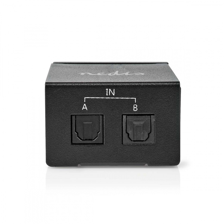 Nedis Digital Audio Switch | 2-way | Audio / video / data connections input: DC Power / 2x TosLink | Audio / video / data connections output: TosLink Female | Manual / Switch | Metal | Black