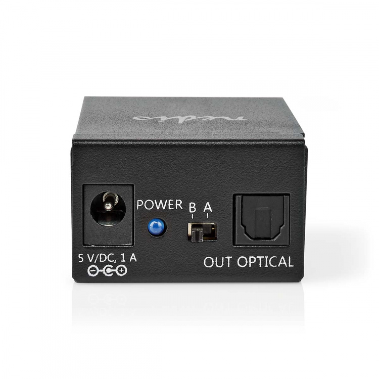 Nedis Digital Audio Switch | 2-way | Audio / video / data connections input: DC Power / 2x TosLink | Audio / video / data connections output: TosLink Female | Manual / Switch | Metal | Black