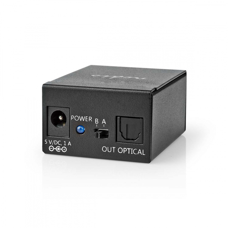 Nedis Digital Audio Switch | 2-way | Audio / video / data connections input: DC Power / 2x TosLink | Audio / video / data connections output: TosLink Female | Manual / Switch | Metal | Black