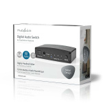 Nedis Digital Audio Switch | 4-way | Audio / video / data connections input: DC Power / 4x TosLink | Audio / video / data connections output: TosLink Female | Manual / Push Button / Remote Control | Metal | Black
