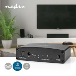 Nedis Digital Audio Switch | 4-way | Audio / video / data connections input: DC Power / 4x TosLink | Audio / video / data connections output: TosLink Female | Manual / Push Button / Remote Control | Metal | Black