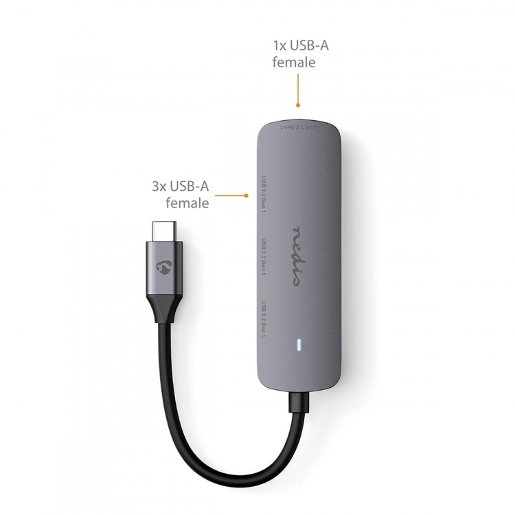 Nedis USB Hub | 1x USB-C™ | 4x USB A Female | 4 port(s) | USB 3.2 Gen 1 | USB Powered | 5 Gbps Nedis USB Hub | 1x USB-C™ | 4x USB A Female | 4 port(s) | USB 3.2 Gen 1 | USB Powered | 5 Gbps
