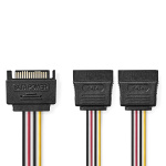Nedis Internal Power cable | SATA 15-Pin Male | 2x SATA 15-Pin Female | Gold Plated | 0.15 m | Round | PVC | Multi Colour | Box Nedis Internal Power cable | SATA 15-Pin Male | 2x SATA 15-Pin Female | Gold Plated | 0.15 m | Round | PVC | Multi Colour | Box