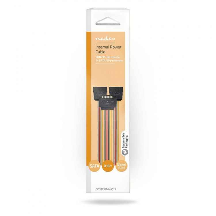 Nedis Internal Power cable | SATA 15-Pin Male | 2x SATA 15-Pin Female | Gold Plated | 0.15 m | Round | PVC | Multi Colour | Box Nedis Internal Power cable | SATA 15-Pin Male | 2x SATA 15-Pin Female | Gold Plated | 0.15 m | Round | PVC | Multi Colour | Box
