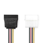 Nedis Internal Power cable | Molex Male | SATA 15-Pin Female | Gold Plated | 0.15 m | Round | PVC | Multi Colour | Box
