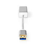 Nedis USB Network Adapter | USB 3.2 Gen 1 | 1 Gbps | USB-A Male | RJ45 Female | 0.20 m | Round | Gold Plated | Bare Copper | Silver | Cover Window Box