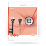 Nedis Power Cable | Plug with earth contact male | Plug with earth contact female | Straight | Straight | Nickel Plated | 5.00 m | Round | PVC | Black | Box Nedis Power Cable | Plug with earth contact male | Plug with earth contact female | Straight | Straight | Nickel Plated | 5.00 m | Round | PVC | Black | Box
