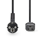 Nedis Power Cable | Plug with earth contact male | IEC-320-C19 | Angled | Straight | Nickel Plated | 2.00 m | Round | PVC | Black | Box