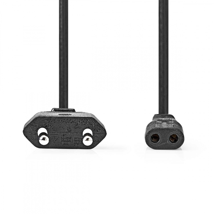 Nedis Power Cable | Euro Male | IEC-320-C1 | Straight | Straight | Nickel Plated | 2.00 m | Flat | PVC | Black | Box Nedis Power Cable | Euro Male | IEC-320-C1 | Straight | Straight | Nickel Plated | 2.00 m | Flat | PVC | Black | Box