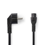 Nedis Power Cable | Plug with earth contact male | IEC-320-C5 | Angled | Straight | Nickel Plated | 3.00 m | Round | PVC | Black | Label