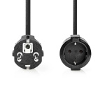 Nedis Power Cable | Plug with earth contact male | Plug with earth contact female | Straight | Straight | Nickel Plated | 2.00 m | Round | PVC | Black | Label Nedis Power Cable | Plug with earth contact male | Plug with earth contact female | Straight | Straight | Nickel Plated | 2.00 m | Round | PVC | Black | Label