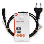 Nedis Power Cable | Euro Male | IEC-320-C7 | Straight | Straight | Nickel Plated | 1.00 m | Flat | PVC | Black | Label