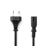 Nedis Power Cable | Euro Male | IEC-320-C7 | Straight | Straight | Nickel Plated | 5.00 m | Flat | PVC | Black | Label
