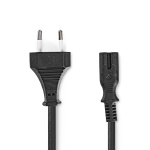 Nedis Power Cable | Euro Male | IEC-320-C7 | Straight | Straight | Nickel Plated | 2.00 m | Coiled | PVC | Black | Label