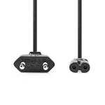 Nedis Power Cable | Euro Male | IEC-320-C7 | Straight | Straight | Nickel Plated | 2.00 m | Coiled | PVC | Black | Label