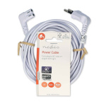 Nedis Power Cable | Euro Male | IEC-320-C7 | Angled | Angled Left | Nickel Plated | 3.00 m | Flat | PVC | White | Label