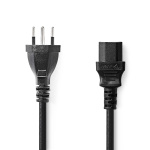 Nedis Power Cable | CH Type 12 | IEC-320-C13 | Straight | Straight | Nickel Plated | 2.00 m | Round | PVC | Black | Label