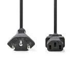 Nedis Power Cable | CH Type 12 | IEC-320-C13 | Straight | Straight | Nickel Plated | 2.00 m | Round | PVC | Black | Label