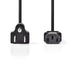 Nedis Power Cable | USA Male | IEC-320-C13 | Straight | Straight | Nickel Plated | 2.00 m | Round | PVC | Black | Label