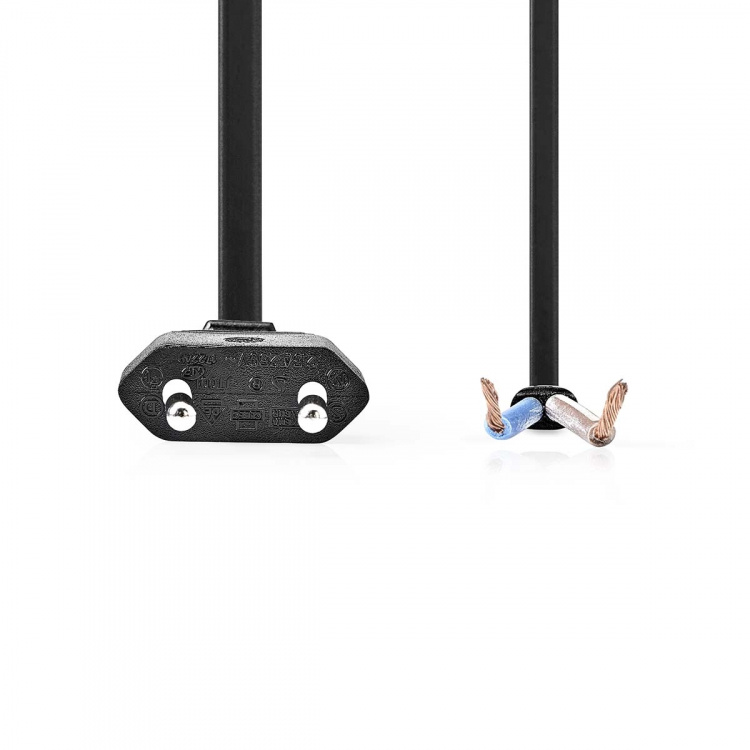 Nedis Power Cable | Euro Male | Open | Straight | Straight | Nickel Plated | 3.00 m | Flat | PVC | Black | Label Nedis Power Cable | Euro Male | Open | Straight | Straight | Nickel Plated | 3.00 m | Flat | PVC | Black | Label