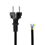 Nedis Power Cable | Plug with earth contact male | Open | Straight | Straight | Nickel Plated | 3.00 m | Round | PVC | Black | Label Nedis Power Cable | Plug with earth contact male | Open | Straight | Straight | Nickel Plated | 3.00 m | Round | PVC | Black | Label