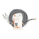 Nedis Power Cable | Plug with earth contact male | Open | Straight | Straight | Nickel Plated | 3.00 m | Round | Cotton | White | Label Nedis Power Cable | Plug with earth contact male | Open | Straight | Straight | Nickel Plated | 3.00 m | Round | Cotton | White | Label