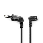 Nedis Power Cable | Euro Male | IEC-320-C7 | Angled | Angled Left | Nickel Plated | 2.00 m | Round | PVC | Black | Box