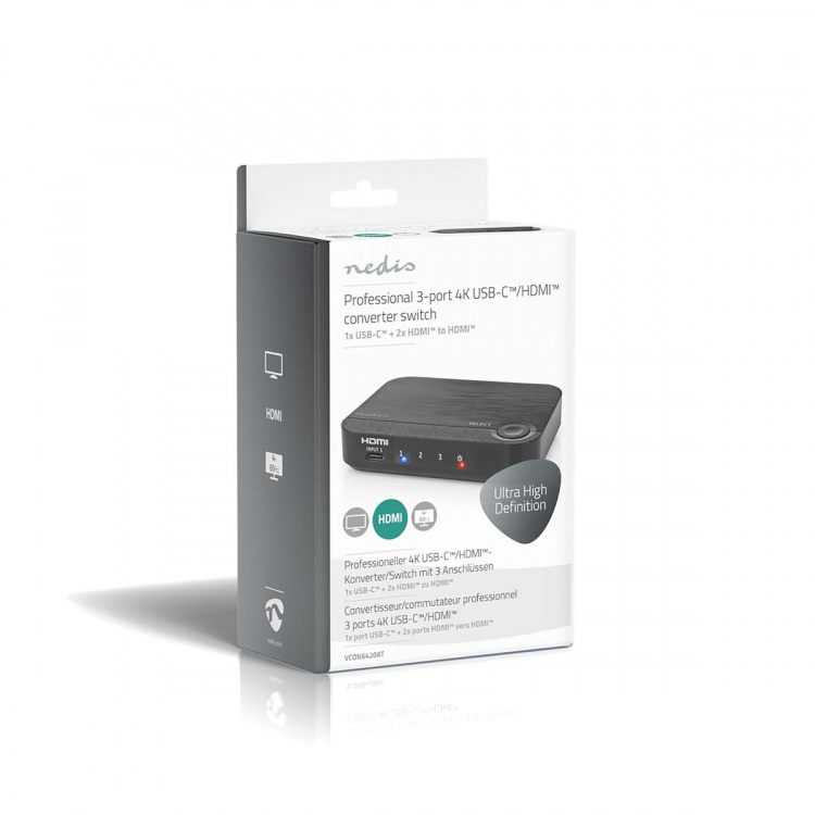 Nedis HDMI™ Converter | 1x USB-C™ / 2x HDMI™ Input | 1x HDMI™ Output | 1-way | 4K@60Hz | 18 Gbps | ABS | Anthracite Nedis HDMI™ Converter | 1x USB-C™ / 2x HDMI™ Input | 1x HDMI™ Output | 1-way | 4K@60Hz | 18 Gbps | ABS | Anthracite