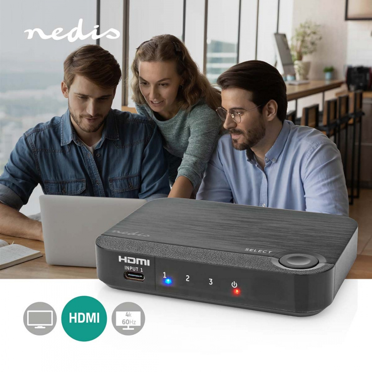 Nedis HDMI™ Converter | 1x USB-C™ / 2x HDMI™ Input | 1x HDMI™ Output | 1-way | 4K@60Hz | 18 Gbps | ABS | Anthracite Nedis HDMI™ Converter | 1x USB-C™ / 2x HDMI™ Input | 1x HDMI™ Output | 1-way | 4K@60Hz | 18 Gbps | ABS | Anthracite