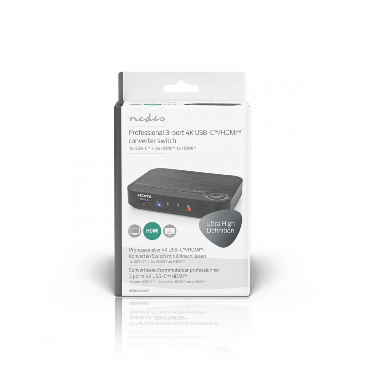 Nedis HDMI™ Converter | 1x USB-C™ / 2x HDMI™ Input | 1x HDMI™ Output | 1-way | 4K@60Hz | 18 Gbps | ABS | Anthracite Nedis HDMI™ Converter | 1x USB-C™ / 2x HDMI™ Input | 1x HDMI™ Output | 1-way | 4K@60Hz | 18 Gbps | ABS | Anthracite