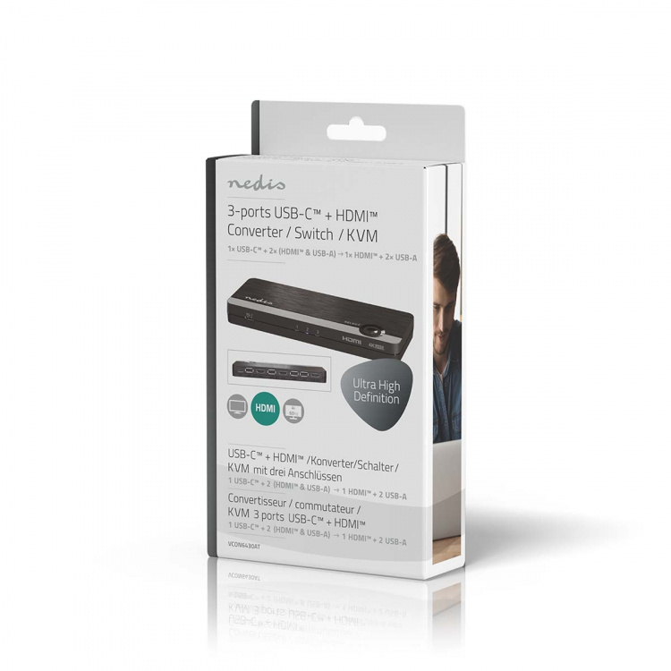 Nedis HDMI™ Converter | USB-C™ Female / 2x HDMI™ Input / 4x USB A Female | 1x HDMI™ Output | 1-way | 4K@60Hz | 18 Gbps | ABS | Anthracite Nedis HDMI™ Converter | USB-C™ Female / 2x HDMI™ Input / 4x USB A Female | 1x HDMI™ Output | 1-way | 4K@60Hz | 18 Gbps | ABS | Anthracite