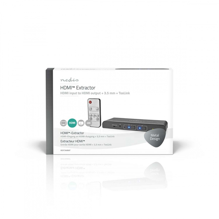 Nedis HDMI™ Extractor | 2x HDMI™ Input | TosLink Female / 1x 3.5 mm / 1x HDMI™ Output / 2x RCA | Maximum resolution: 4K@60Hz | 18 Gbps | Metal | Anthracite | Box