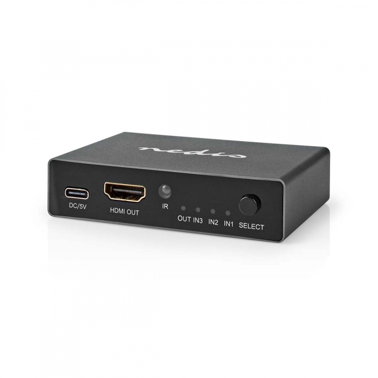 Nedis HDMI™ Switch | 3 port(s) | 3x HDMI™ Input | 1x HDMI™ Output | 8K@60Hz | 45 Gbps | Remote controlled | Aluminium | Anthracite Nedis HDMI™ Switch | 3 port(s) | 3x HDMI™ Input | 1x HDMI™ Output | 8K@60Hz | 45 Gbps | Remote controlled | Aluminium | Anthracite