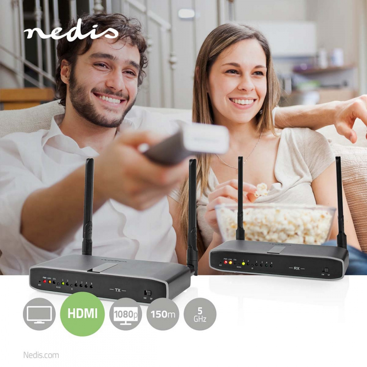 Nedis Wireless HDMI™ Transmitter | Wi-Fi | 5.15 - 5.85 MHz | 100.0 m (line of sight) | Maximum resolution: Full HD 1080p | 6.75 Gbps | IR Return function | ABS | Anthracite Nedis Wireless HDMI™ Transmitter | Wi-Fi | 5.15 - 5.85 MHz | 100.0 m (line of sight) | Maximum resolution: Full HD 1080p | 6.75 Gbps | IR Return function | ABS | Anthracite