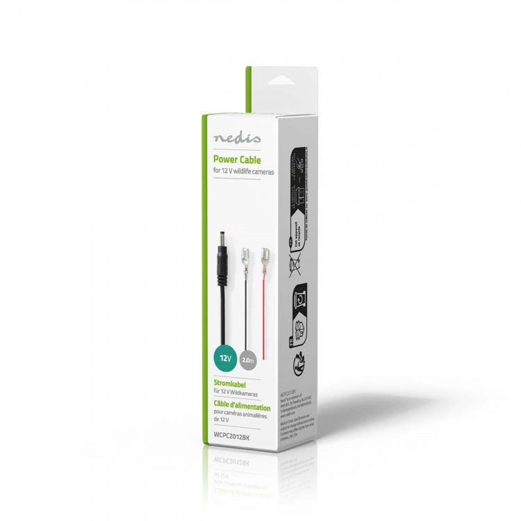 Nedis Power Cable | DC Female | F1 | Straight | Straight | Copper | 2.00 m | Round | PVC | Black | Gift Box