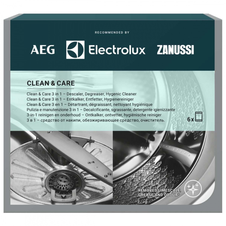 Electrolux M2GCP600 Clean & Care 3-in-1 for washing machines and dishwashers - 6 sachets Electrolux M2GCP600 Clean & Care 3-in-1 for washing machines and dishwashers - 6 sachets