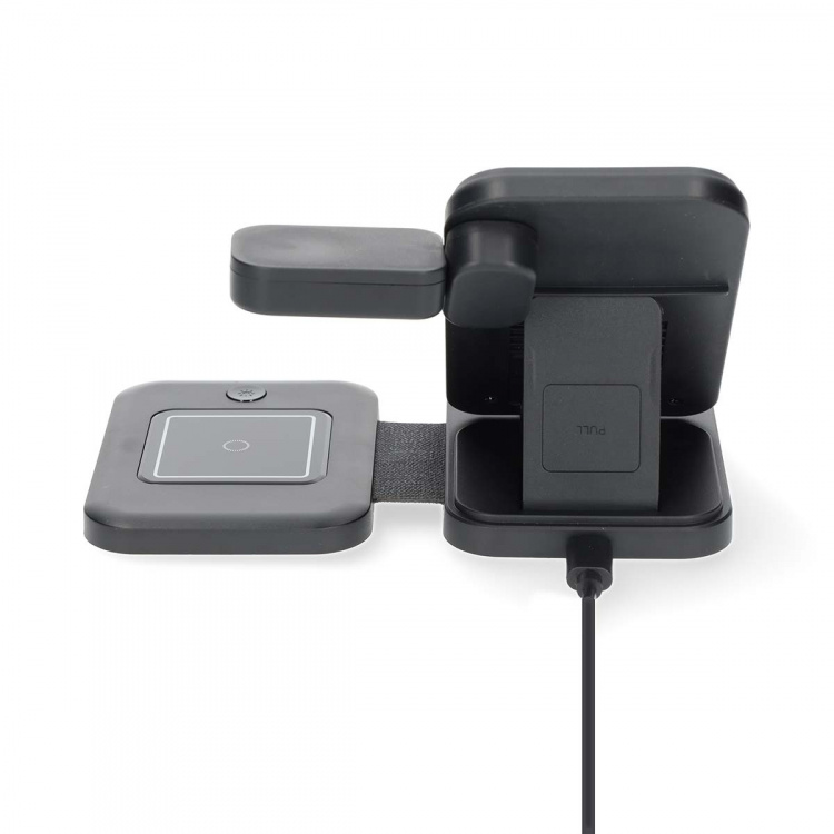 Nedis Wireless Charger | 3-in-1 | 15 W | LED-indicator in use | Including cable | USB-A / USB-C™ | 1.00 m