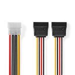 Nedis Internal Power cable | Molex Male | 2x SATA 15-Pin Female | Gold Plated | 0.15 m | Round | PVC | Multi Colour | Box Nedis Internal Power cable | Molex Male | 2x SATA 15-Pin Female | Gold Plated | 0.15 m | Round | PVC | Multi Colour | Box