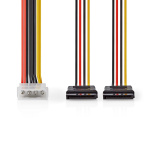 Nedis Internal Power cable | Molex Male | 2x SATA 15-Pin Female | Gold Plated | 0.15 m | Round | PVC | Multi Colour | Box Nedis Internal Power cable | Molex Male | 2x SATA 15-Pin Female | Gold Plated | 0.15 m | Round | PVC | Multi Colour | Box
